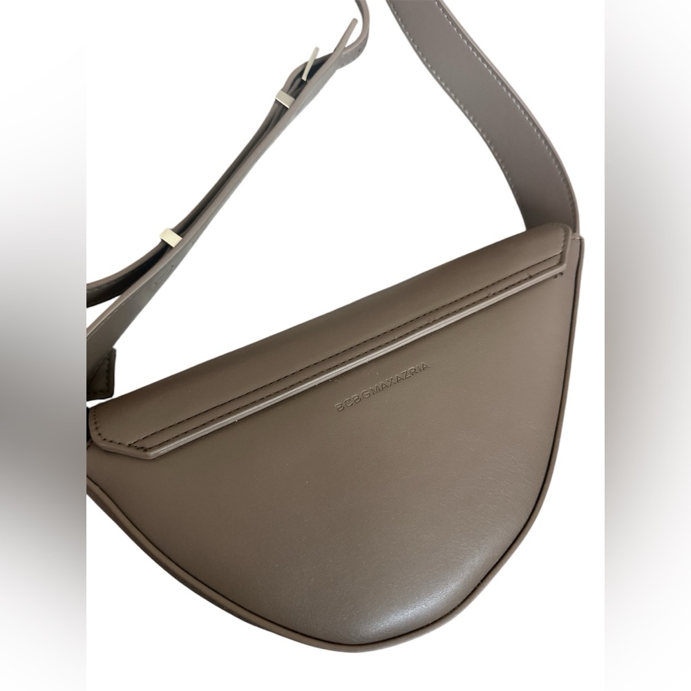BCBG Elegant Taupe Leather Crossbody Bag